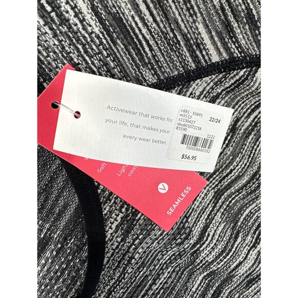 LIVI For Lane Bryant Fitted Activewear Top Space Dye Black Stretch Knit Sz 22/24 - Picture 5 of 9